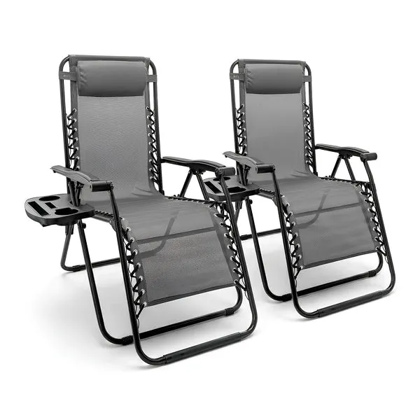 Harbour Housewares 2 Piece Zero Gravity Chair Set - Grey