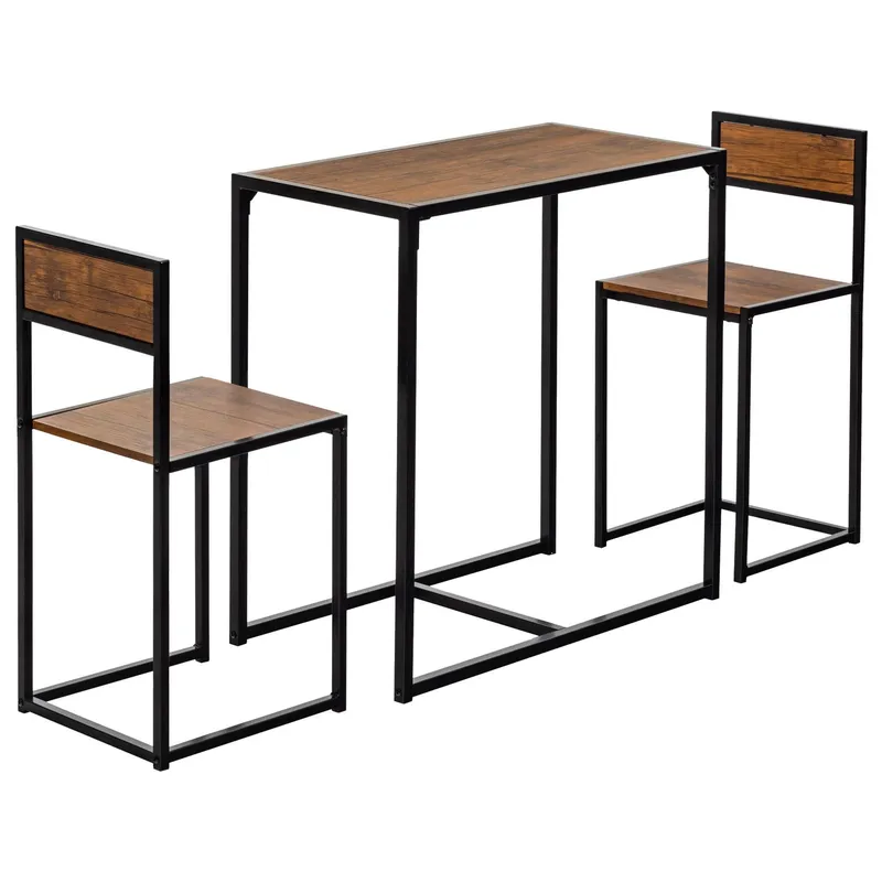 Harbour Housewares Two-Seater Brown Breakfast Bar Set