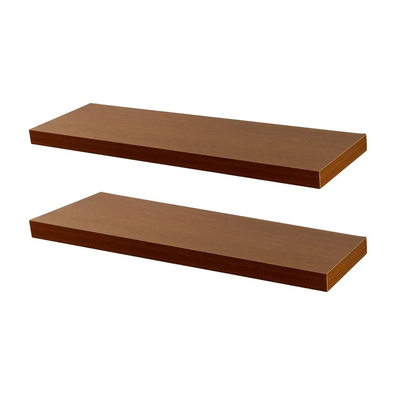 Harbour Housewares 80cm Walnut Modern Floating Shelves - Pack of Two