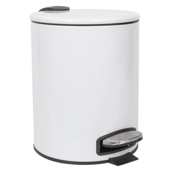 Harbour Housewares 5L White Round Stainless Steel Pedal Bin