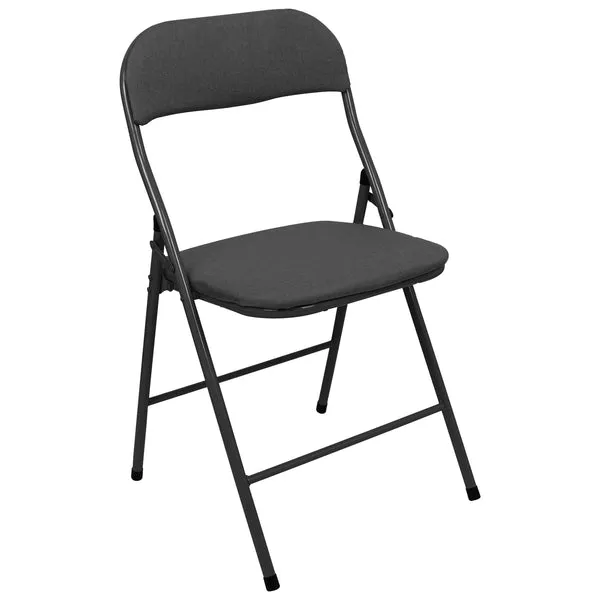 Harbour Housewares Fabric Padded Metal Folding Chair in Black Black