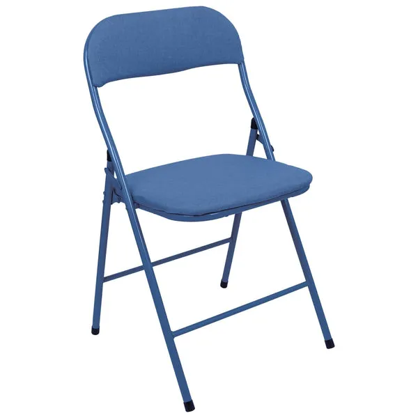 Harbour Housewares Fabric Padded Metal Folding Chair in Blue Blue