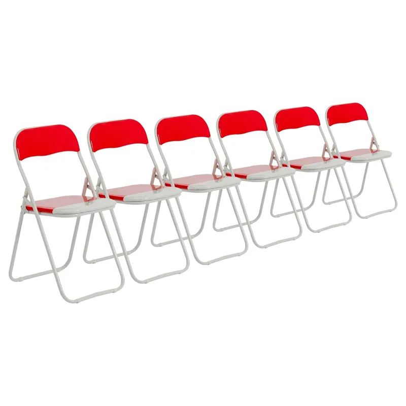 Harbour Housewares Red Wave Padded Folding Chair - Pack of Six