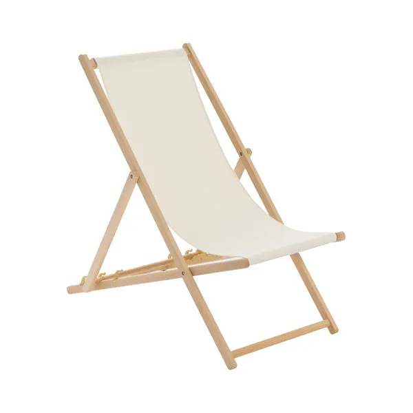 Harbour Housewares Cream Folding Wooden Deck Chair