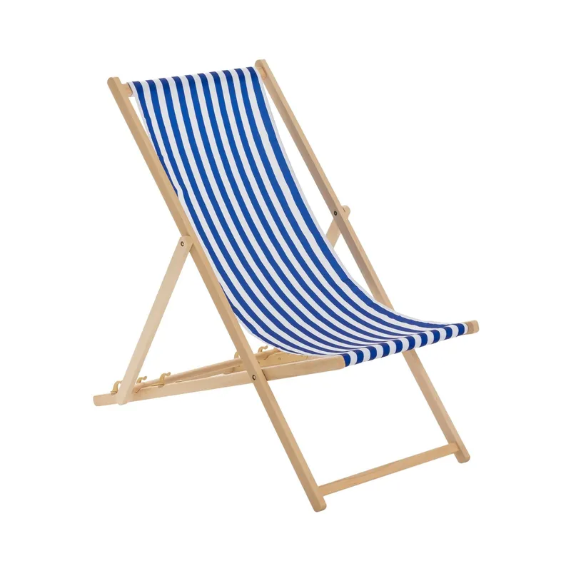 Harbour Housewares Folding Wooden Deck Chair in Navy Navy