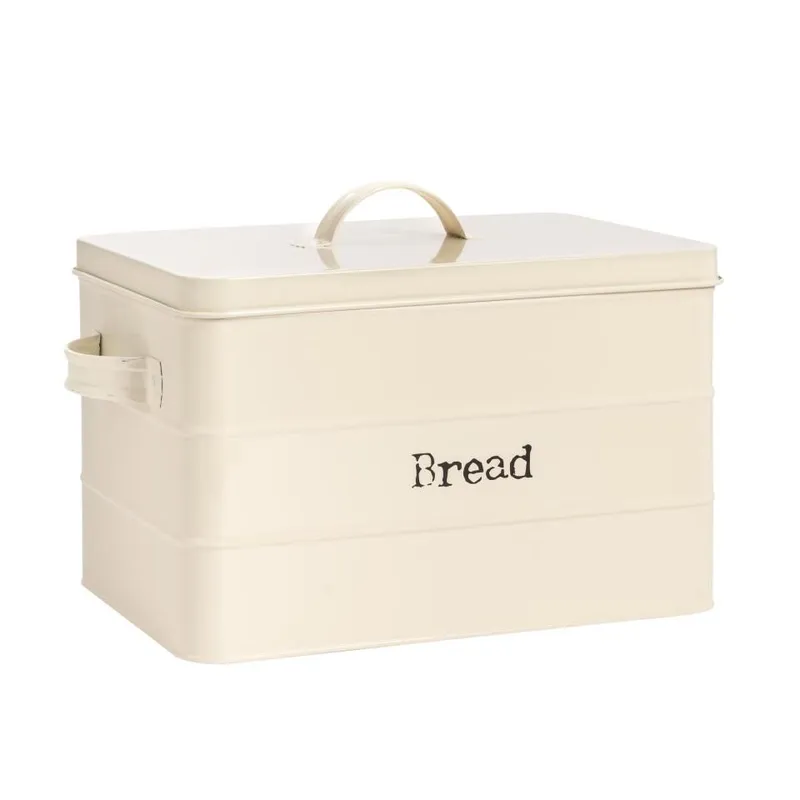 Harbour Housewares Kitchen Bread Bin - Vintage Metal Kitchen Storage Container Tin in Cream Cream