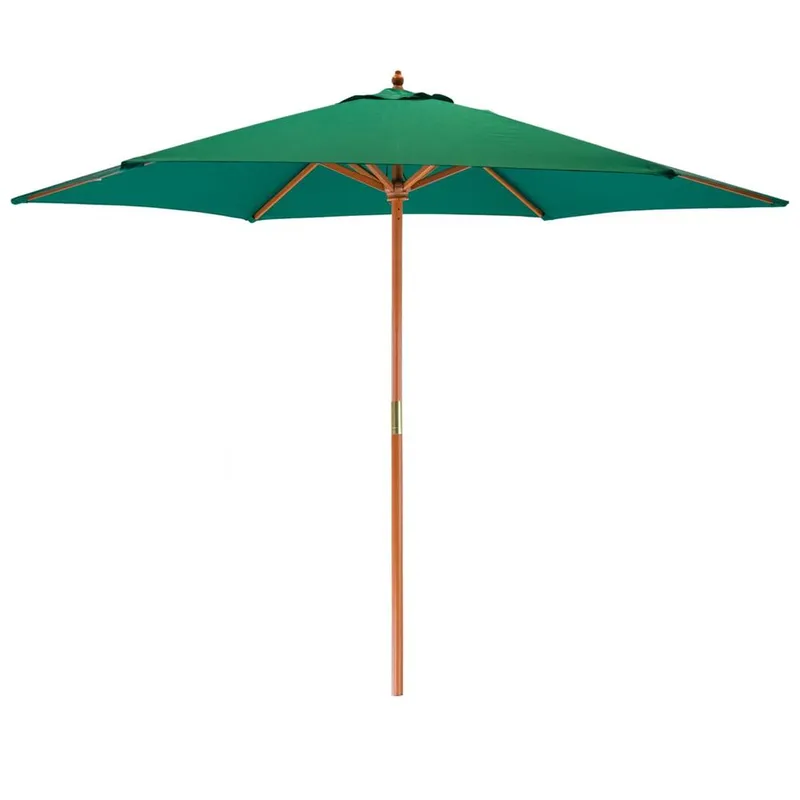Harbour Housewares Wooden Garden Parasol 2.7m in Green Green