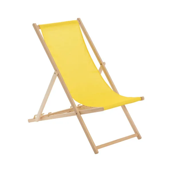 Harbour Housewares Yellow Folding Wooden Deck Chair