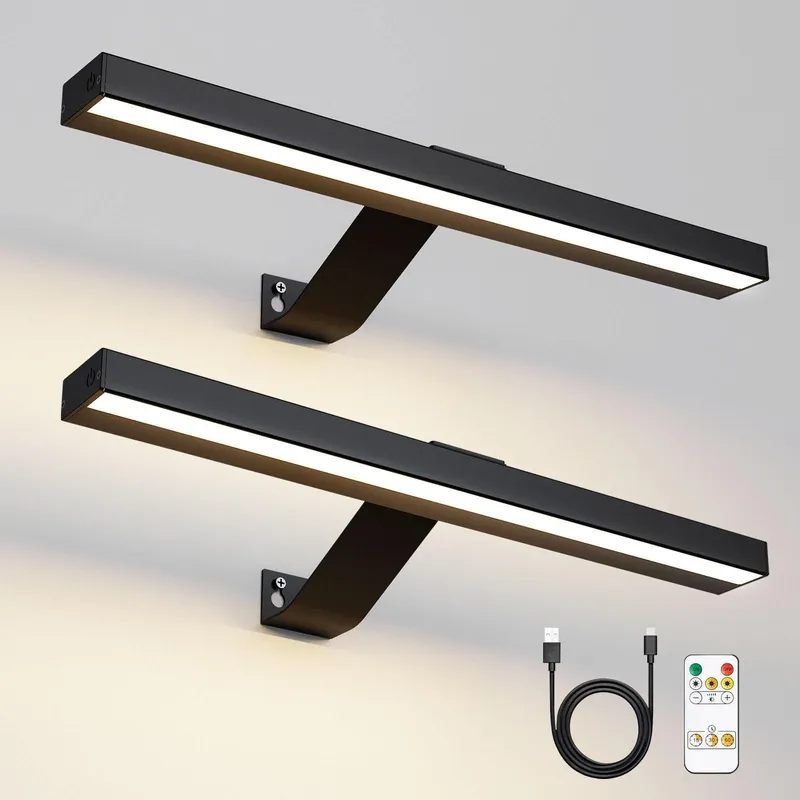Harper Living 2 Packs Picture Lights Black, Rechargeable Picture Lights Indoor in Black Black