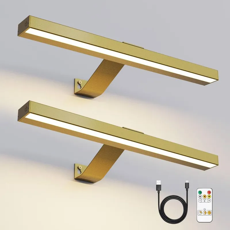 Harper Living 2 Packs Picture lights Rechargeable Gold, Cordless Picture light in Gold Gold