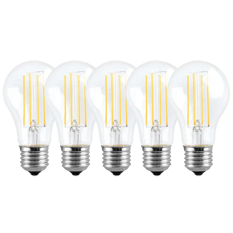 Harper Living 8 Watts A60 E27 LED Bulb Clear Cool White Dimmable, Pack of 5 Clear