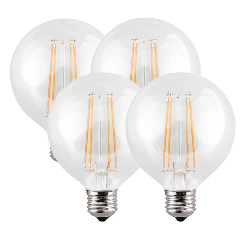 Harper Living 8 Watts G95 E27 LED Bulb Clear Globe Warm White Dimmable, Pack of 4 Clear