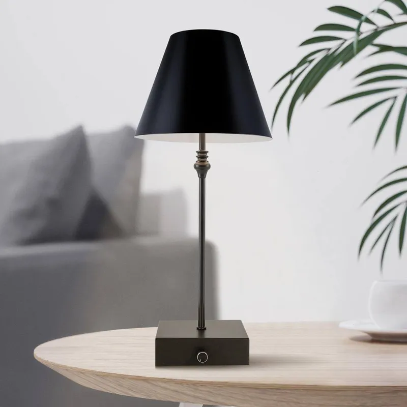 Harper Living Cordless Table Lamp, Modern LED Rechargeable Lamp with Dimmer Switch-Black in Black - Black