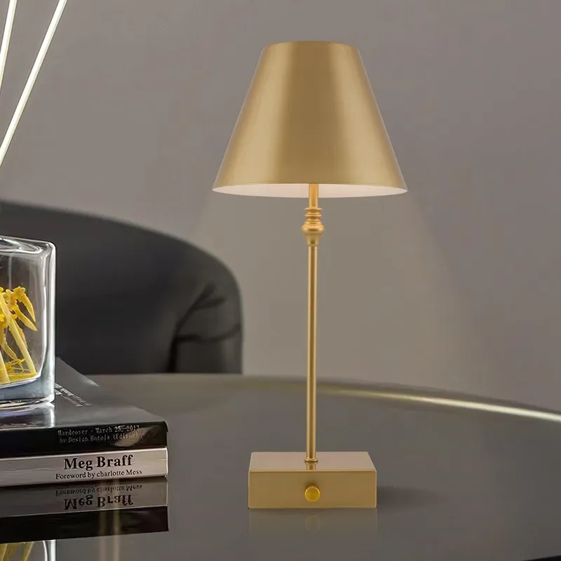 Harper Living Cordless Table Lamp, Modern LED Rechargeable Lamp with Dimmer Switch-Gold in Gold - Gold