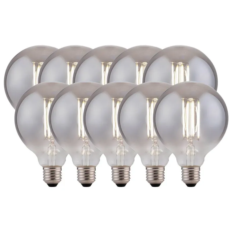 Harper Living Unisex 8 Watts G125 E27 LED Bulb Smoked Globe Cool White Dimmable, Pack of 10 in Dark Grey Dark Grey One Size female