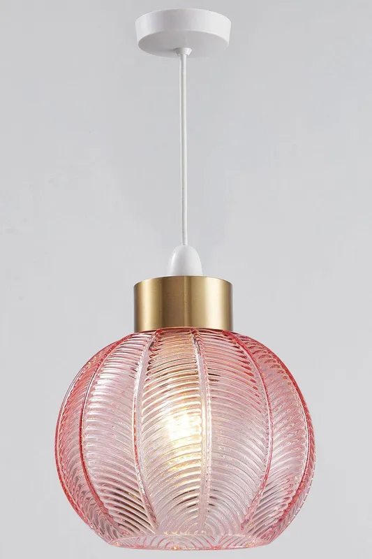 Harper Living Easy Fit Glass Pendant Shade 21cm Diameter in Pink Pink