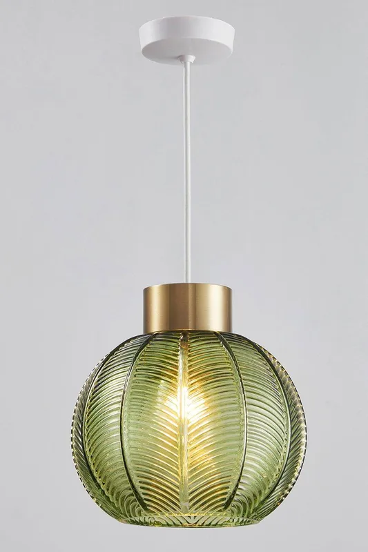 Harper Living Glass Easy Fit Pendant Shade 21cm Diameter in Green Green