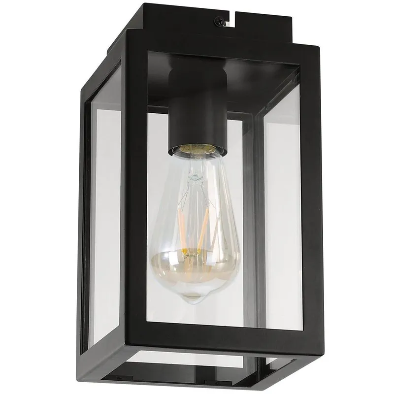 Harper Living Porch Ceiling Light Black with Clear Glass Black