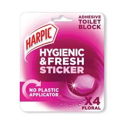 Harpic Hygienic Fresh Sticker Adhesive Toilet Block Floral x4 Pack 6