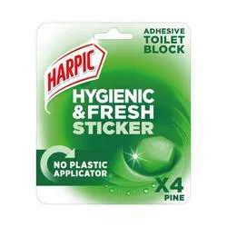 Harpic Hygienic Fresh Sticker Adhesive Toilet Block Pine Pack 6