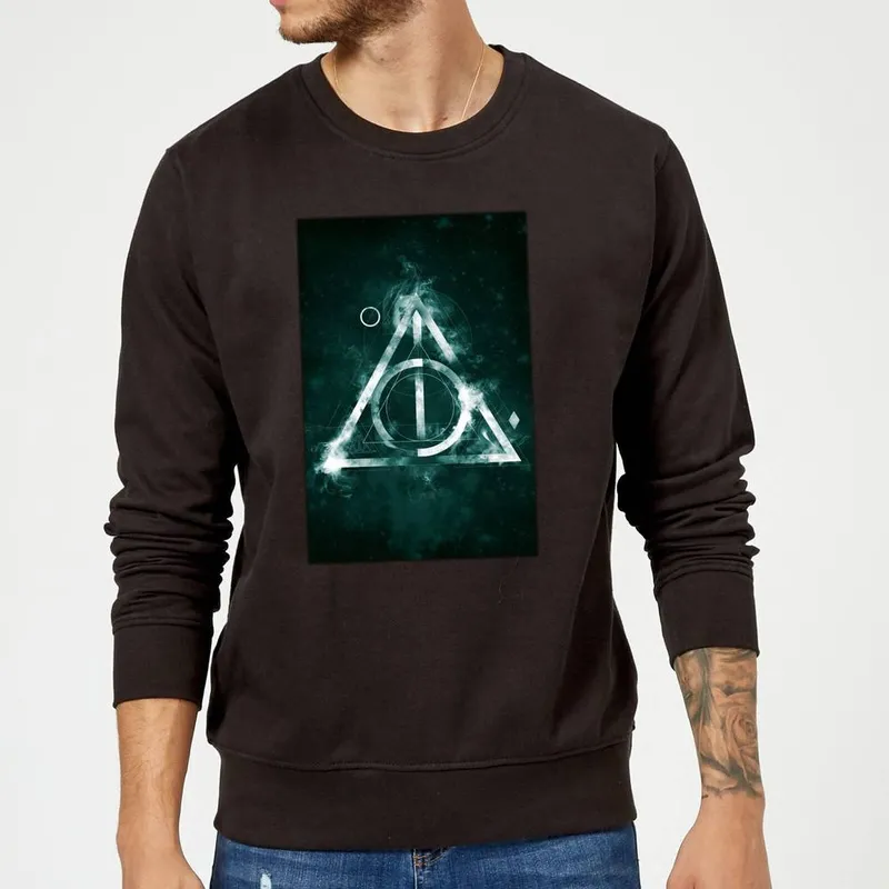 Harry Potter Hallows Painted Sweatshirt - Black Size: XL Black XL