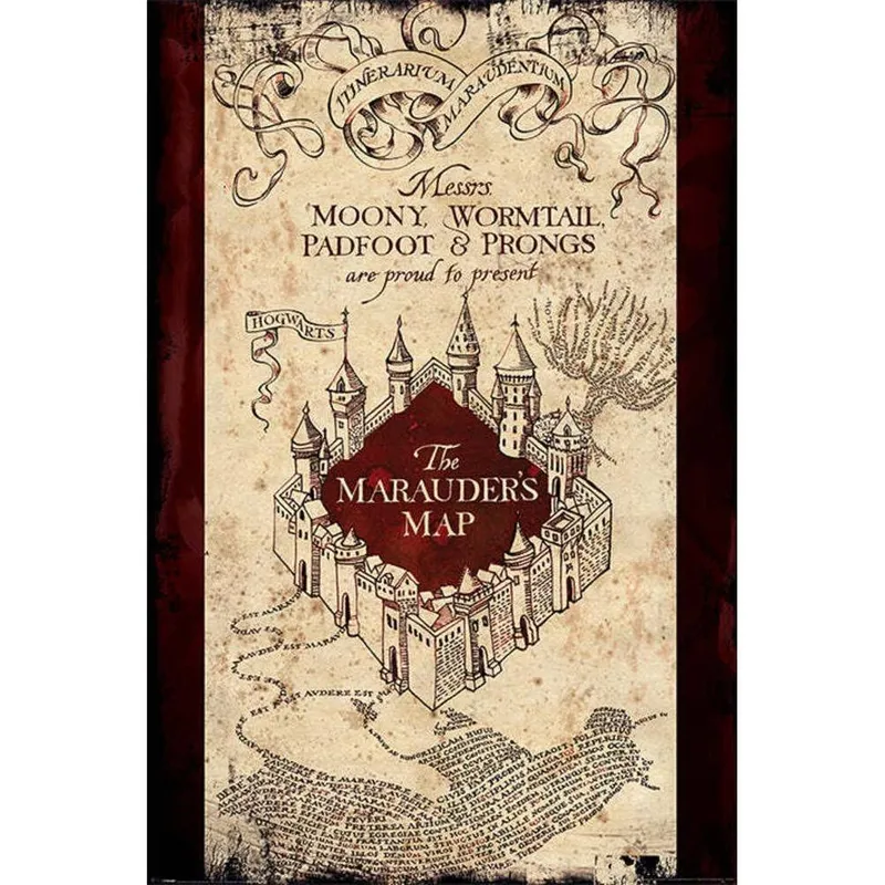 Harry Potter Unisex Marauders Map Poster in Brown Brown female