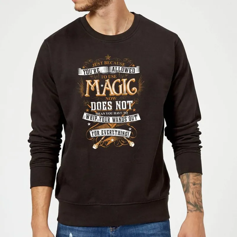 Harry Potter Whip Your Wands Out Sweatshirt - Black Size: XL Black XL