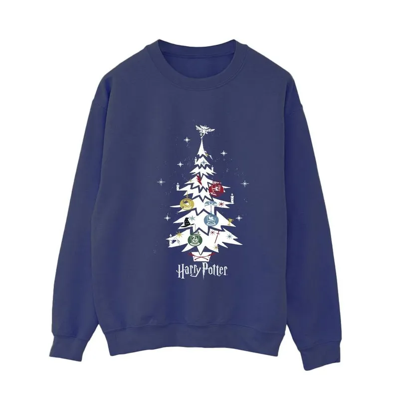 Harry Potter Women's Christmas Tree Sweatshirt in Navy Size: XL Navy XL