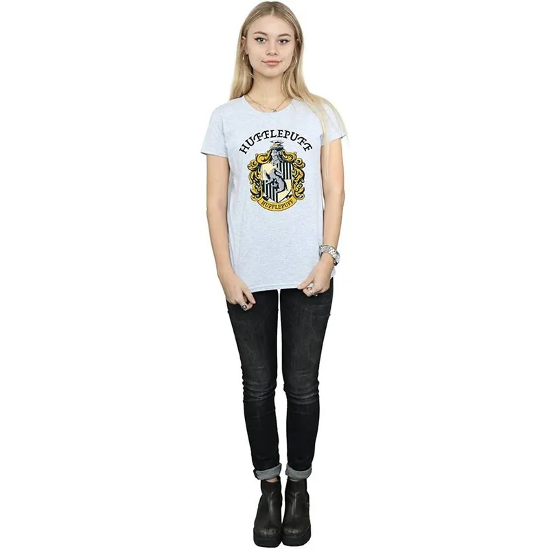 Harry Potter Women's Hufflepuff T-Shirt in Grey Size: XL Grey