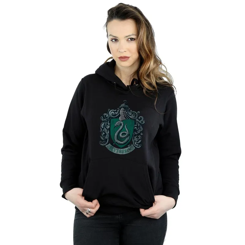 Harry Potter Women's Slytherin Cotton Hoodie in Black Size: 2XL Black 2XL