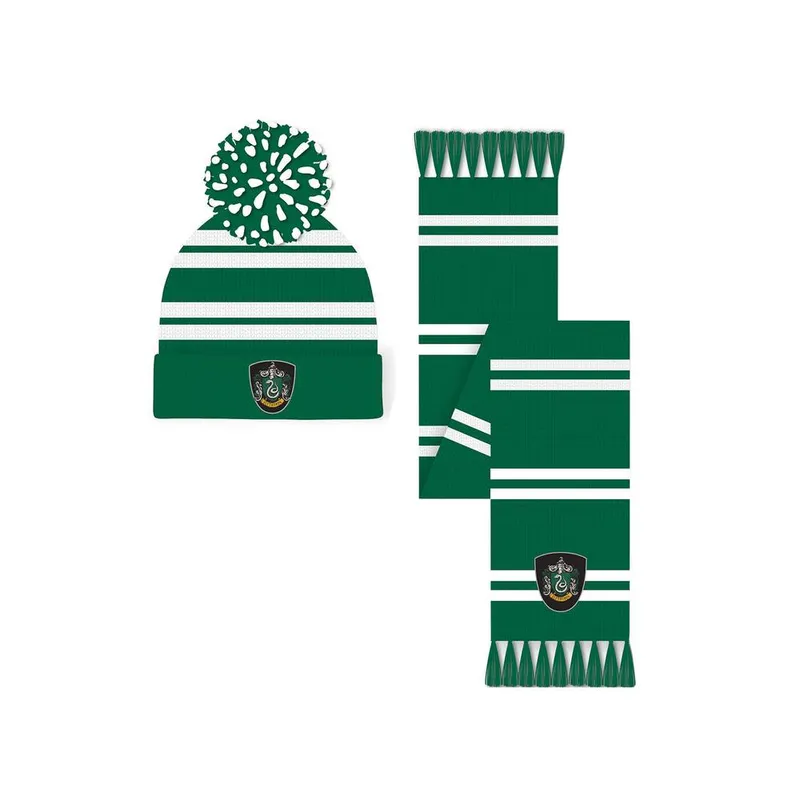 Harry Potter Women's Slytherin Hat & Scarf Set in Green Green female