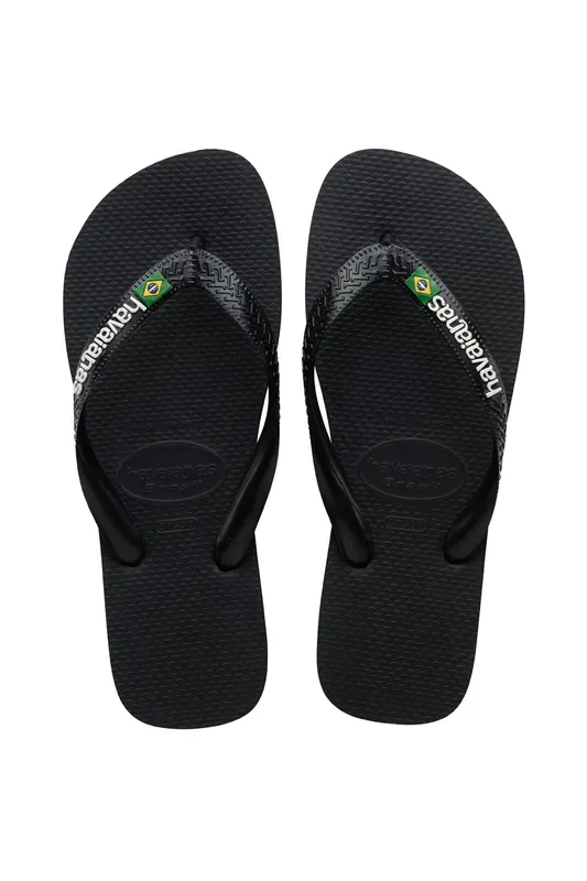 Havaianas Unisex Black Logo Brasil Slide - Unisex - Black - BR 27 28