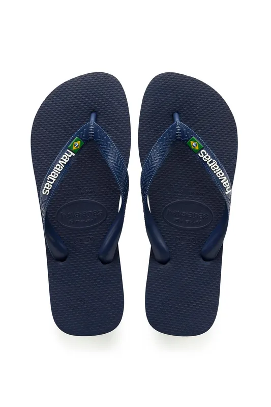 Havaianas Childrens Unisex Brasil Logo Kids Sandals - Blue Pvc - Size Uk 13 Kids