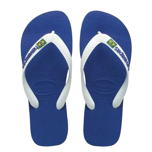 Havaianas Unisex Marine Logo Brasil Slide - Blue