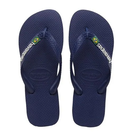 Havaianas Unisex Navy Logo Brasil Slide - Navy