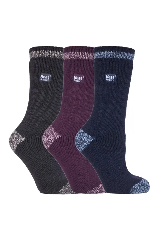 Heat Holders 3 Pairs Ladies Winter Thermal Socks - - Size: 4-6
