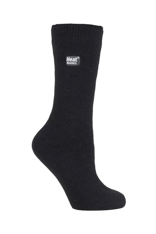 Heat Holders Women's 3 Pairs Thin Lightweight Thermal Dress Socks for Winter in Black Size: 4/8 Black 4/8 female