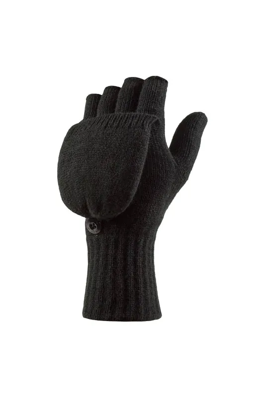 Heat Holders Unisex Thermal Converter Mittens Gloves with Fingerless Option in Black Size: Small/Medium - Black - Size: S/M