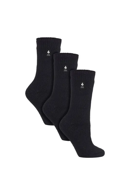Heat Holders Women's 3 Pairs Original Thick Winter Thermal Socks in Black Size: 4-8 - Black - Size: 4-8