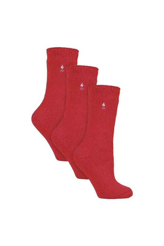 Heat Holders Women's 3 Pairs Original Thick Winter Thermal Socks in Light Red Size: 4/8 Light Red 4/8 female