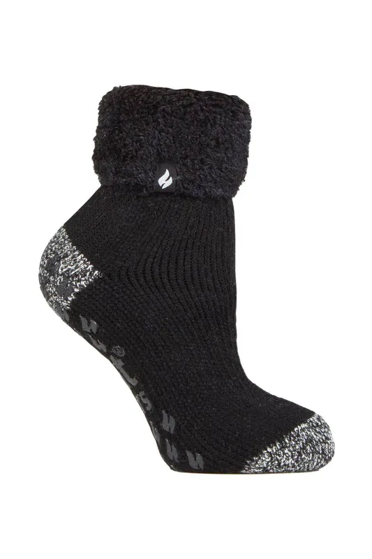 Heat Holders Women's Cosy Fluffy Bed Socks Warm Thermal Lounge Socks and in Black Size: 12-3 - Black - Size: 12-3