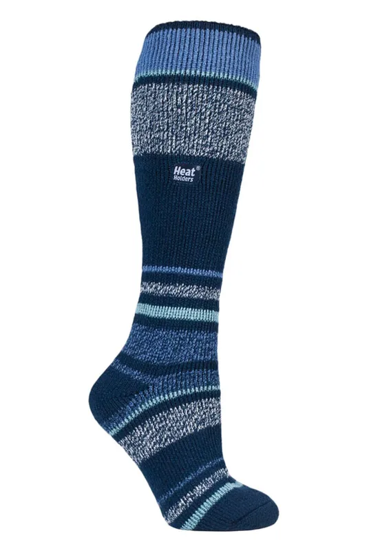 Heat Holders Women's Extra Long 2.3 Tog Winter Knee High Thermal Ski Socks in Blue Size: 4-8 Blue 4-8