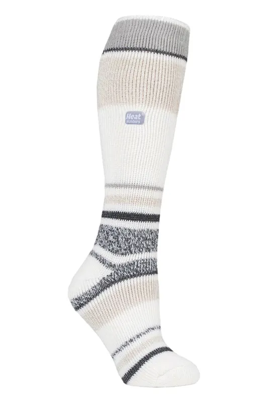 Heat Holders Women's Extra Long 2.3 Tog Winter Knee High Thermal Ski Socks in Cream Size: 4-8 Cream 4-8