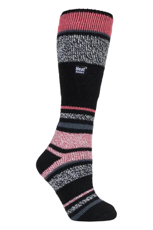 Heat Holders Women's Extra Long 2.3 Tog Winter Knee High Thermal Ski Socks in Jet Black Size: 4-8 Jet Black 4-8