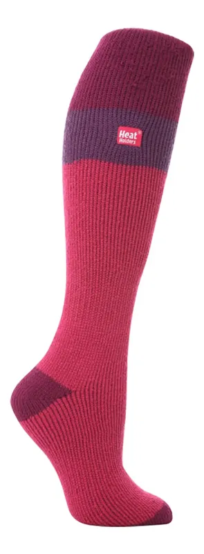 Heat Holders Womens Ladies 2.3 Tog Extra Long Knee High Skiing Thermal Ski Socks - Fuchsia Cotton - Size Uk 4-6.5