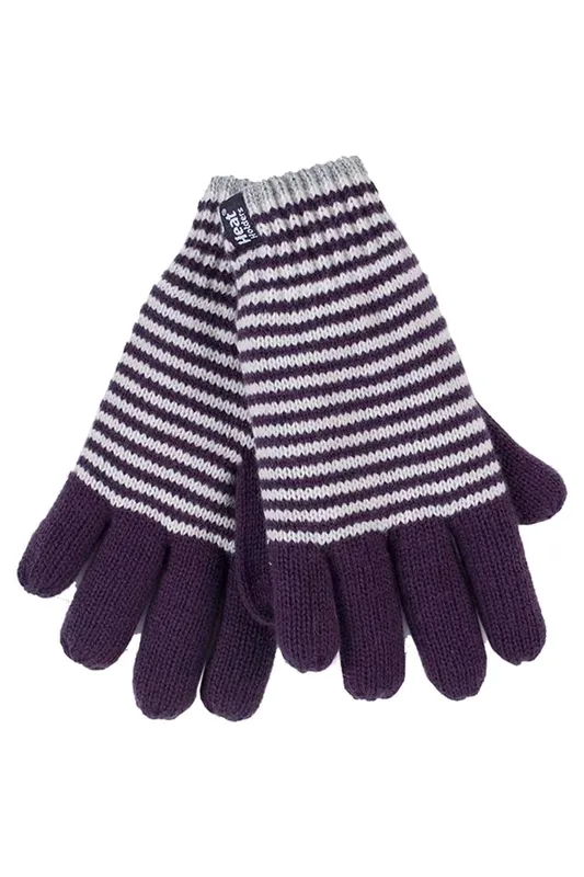 Heat Holders Womens Striped Thermal Gloves - - Size: M-L