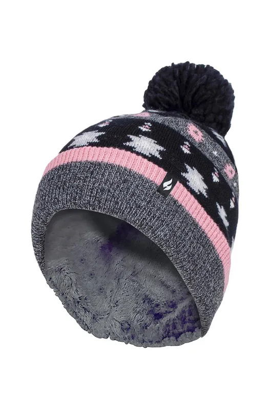 Heat Holders Womens Thermal Striped Winter Pom Hat - - Size: Onesize