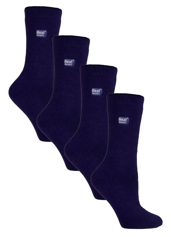 Heat Holders Women's 4 Pairs Ultra Lite Extra Thin 1.0 Tog Casual Thermal Socks in Navy Size: 4-8 - Navy - Size: 4-8