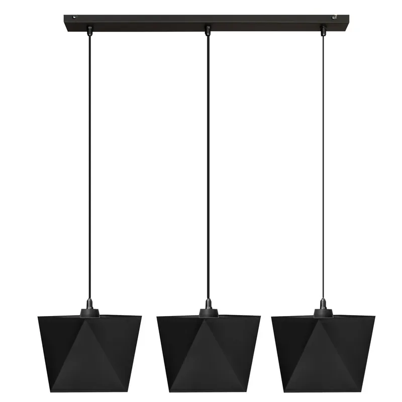 Helam Lighting Adamant Straight Bar Pendant Ceiling Light Black 65cm