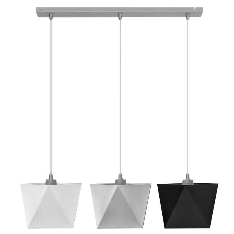Helam Lighting Adamant Straight Bar Pendant Ceiling Light White, Grey, Black 75cm